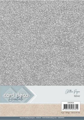 Card Deco Essentials - Glitter karton - Silver