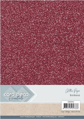 Card Deco Essentials - Glitter karton - Bordeaux.