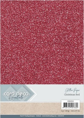 Card Deco Essentials - Glitter karton - Christmas Red
